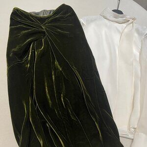 Dries Van Noten Silk Velvet Twisted Skirt